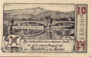 Német Birodalom/Weimari Köztársaság/Saalfeld 1921. 10Pf, 25Pf, 50Pf, 3klf teljes sor T:I