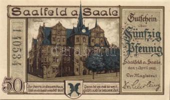 Német Birodalom/Weimari Köztársaság/Saalfeld 1921. 10Pf, 25Pf, 50Pf, 3klf teljes sor T:I