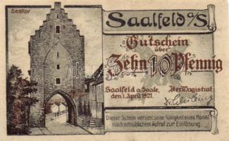 Német Birodalom/Weimari Köztársaság/Saalfeld 1921. 10Pf, 25Pf, 50Pf, 3klf teljes sor T:I