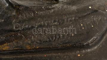 Öntöttvas szarvas figura és őzgidák szobor. Jelzettek, 30cm, 16 cm