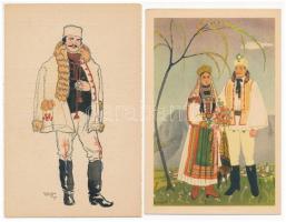 20 db RÉGI magyar népviseletes motívumlap / 20 pre-1945 Hungarian folklore motive postcards