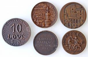 5db-os vegyes városi emlékérem tétel, közte 2007. "Legyesbénye Jó Pénze / 10 Lóvé L.B." ké...
