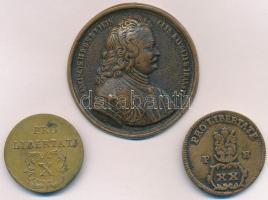 3db-os Rákóczi replika tétel, közte jelzett X és XX Polturás érmék valamint Rákóczi Br emlékérem T:1-,2