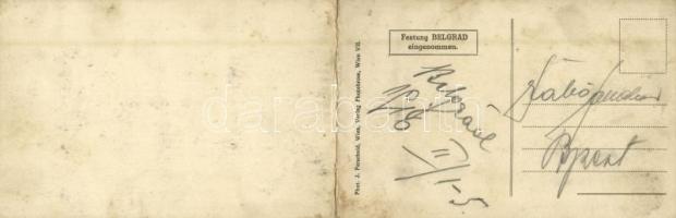 Belgrade, Belgrád; Festung eingenommen / WWI occupied castle. Folding panoramacard (fl)