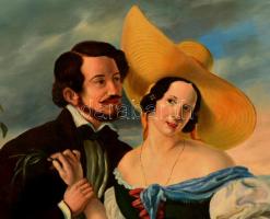 Szepesi Andor (1954-): Udvarlás. Olaj, farost, jelzett, keretben, 40×30 cm