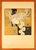 Szász Endre (1926-2003): Női arc. Szitanyomat, papír, jelzett, üvegezett keretben, 40×40 cm