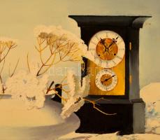 Somogyi-Soma László (1927-2004): Fekete-fehér csendélet. Olaj, farost, jelzett, keretben, 40×60 cm