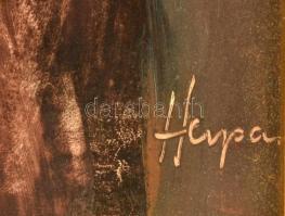 Herpai Zoltán (1951-2011):Karnevál. Olaj, falemez, jelzett, keretben, 30×30 cm