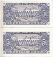 Románia 1952. 5L (2x) sorszámkövetők T:III 
Romania 1952. 5 Lei (2x) sequential serials C:F
Krause...