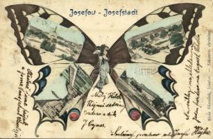 1905 Josefov, Josefstadt (Jaromer, Jermer); Alois Nemecek Zákonem chráneno. Butterfly lady montage, Art Nouveau (Rb)