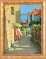 Walter Gábor (1963-2014): Tengerparti fények. Olaj, farost, jelzett, keretben, 40×30 cm