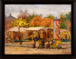 Bajnai Tóth Lajos (1887-1964): Piac. Olaj, karton, jelzett, keretben, 30×39 cm