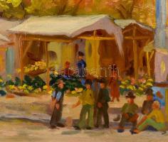 Bajnai Tóth Lajos (1887-1964): Piac. Olaj, karton, jelzett, keretben, 30×39 cm