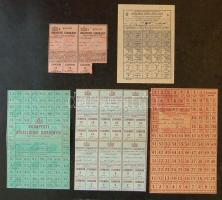 1945. Budapesti közellátási jegyek (élelmiszerjegyek) 4klf ívben + 2db cukorjegy