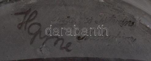 Nádudvari fazekas váza és tálka (apró lepattanással), jelzett, kopásnyomokkal, m: 20 cm,