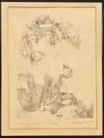 Kisterenyei Ervin (1943-): A kertész halála. Rézkarc, papír kartonon, jelzett, paszpartuban, 19x14 cm
