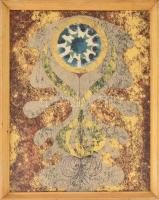 Leisztner Piroska (1938 - ): Virág. Vegyes technika, papír, jelzett, üvegezett fa keretben, 36x27 cm