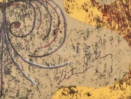 Leisztner Piroska (1938 - ): Virág. Vegyes technika, papír, jelzett, üvegezett fa keretben, 36x27 cm