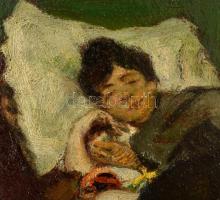 Berkes Antal (1874-1938): Lujza néni. Olaj, karton, jelzett, széleken kis hibákkal, restaurált, 18,5...