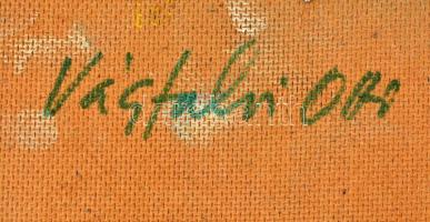 Vágfalvi Ottó (1925-2015) : Ritka nádas. Olaj, farost, jelzett, keretben, 16×21 cm