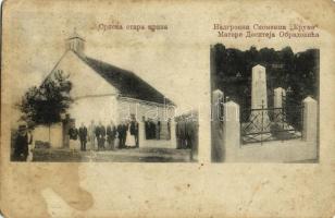 1930 Szerbszentmárton, Sanmartinu Sarbesc; Régi szerb templom, Dositej Obradovic szerb írónak emelt emlékmű / Nadgrobni Spomenik Krune Matere Dositeja Obradovica / old Serbian church, monument of the Serbian writer Dositej Obradovic (Rb)