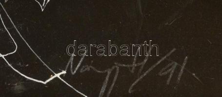 1991 Nagy Hedvig (1960-): Tüll-tájkép. Vegyes technika, papír, jelzett, üvegezett keretben, 41x51 cm