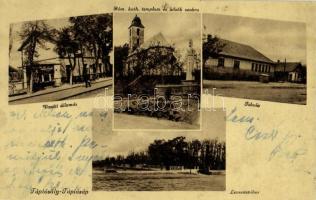 1944 Tápiósüly-Tápiósáp (Sülysáp), Római katolikus templom és hősök szobra, emlékmű, Iskola, Leventetábor, Vasútállomás (fl)