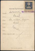 1908 Igazolási jegy kintornás részére