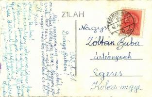 1942 Szilágysomlyó, Simleu Silvaniei; utca, Kiss László üzlete, autóbusz / street view, shops, autob...