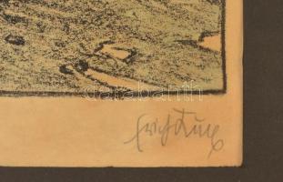 Olvashatatlan jelzéssel: Muzsikusok. Színezett litográfia, papír, üvegezett fa keretben, 39x32 cm