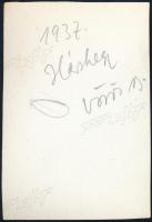 1937 Kinszki Imre (1901-1945) budapesti fotóművész hagyatékából, a szerző által feliratozott vintage...