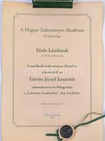 Bognár György (1944-) 2011. "Eötvös József koszorú" jelzett Ag díjplakett, eredeti "M...