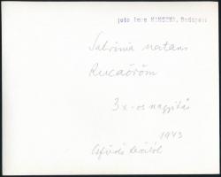 1943 (!) Kinszki Imre (1901-1945) budapesti fotóművész pecséttel jelzett és általa feliratozott, dat...