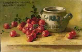 1928 "Kegyelmeddel vezérled, te megváltott népedet" / cherries and pot, G.O.M. C. Klein Studien-Serie s: C. Klein (fl)