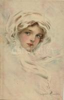 Lady, art postcard s: Lyman Rowell (13,4 cm x 8,7 cm)