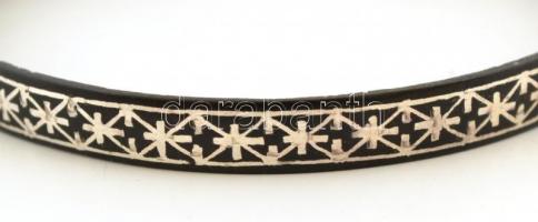 Indiai kézzel készített fém karkötő ezüst (Ag.) berakással, d:6,5 cm