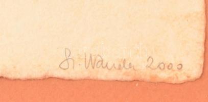 Szyksznian Wanda (1948-): Art cat. Rézkarc, papír, jelzett, üvegezett keretben, 17,5×13 cm