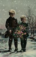1913 Chimney sweeper boys, flowers, winter