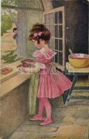 1926 Girl making gingerbread hearts, American Children No. 112.