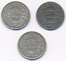 Svájc 1921-1948. 1/2Fr Ag (3xklf) T:2-3 Switzerland 1921-1948. 1/2 Franc Ag (3xdiff) C:XF-F