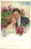 1922 Romantic couple, flowers, B.K.W.I. 262-1 (worn corners)