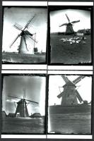 Szélmalmok, 4 db mai nagyítás régi negatívokról, a felvételek különböző időpontokban, 1945 előtt készültek az Alföldön, 15x10 cm / windmills, 4 modern copies of vintage photos