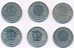 Svájc 1968-1979. 1/2Fr (6xklf) T:2 Switzerland 1968-1979. 1/2 Franc (6xdiff) C:XF