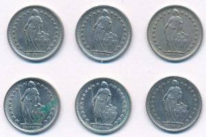 Svájc 1968-1979. 1/2Fr (6xklf) T:2
Switzerland 1968-1979. 1/2 Franc (6xdiff) C:XF