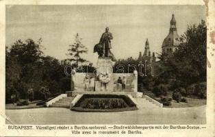 1924 Budapest XIV. Városliget, Bartha Miklós szobor. R.J.E. Rigler rt. kiadása (EB)
