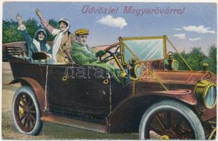1915 Magyaróvár, Mosonmagyaróvár; leporellolap automobillal (fa)