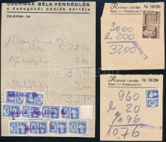 1944 3 számolócédula kivágász számolólap illeték bélyegekkel