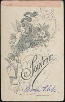 cca 1900 Boros Elek és kedvenc kispajtása, vizitkártya méretű, vintage fotó feliratozva, 10,3x6,4 cm