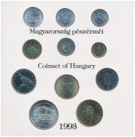 1993. 10f-200Ft (11xklf) forgalmi sor dísztokban, benne 200Ft Ag "MNB", "Magyarország...