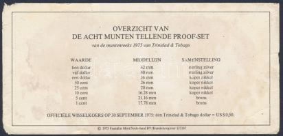 Trinidad & Tobago 1975. 1c-10$ 8klf db, exkluzív díszszettben, benne 2db Ag! T:PP R!